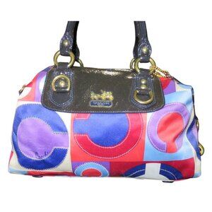 Coach 2008 Madison Sabrina Graphic Op Art Convertible Strap Satchel Hobo Bag